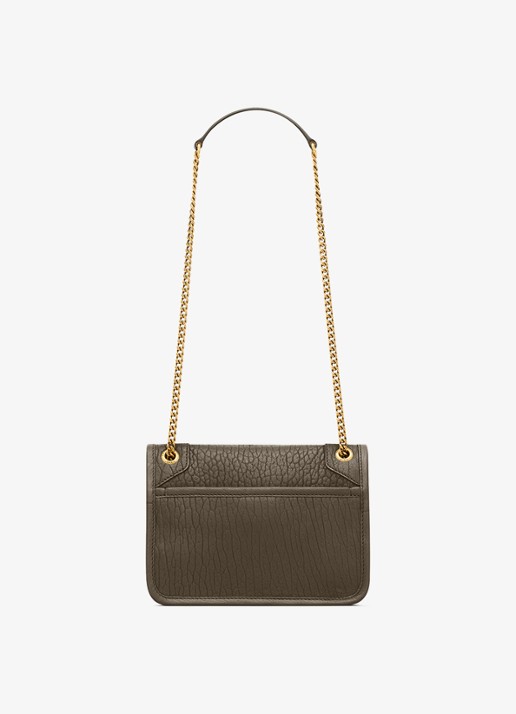 Saint Laurent Niki Mini schoudertas van lamsleer - achterkant taupe
