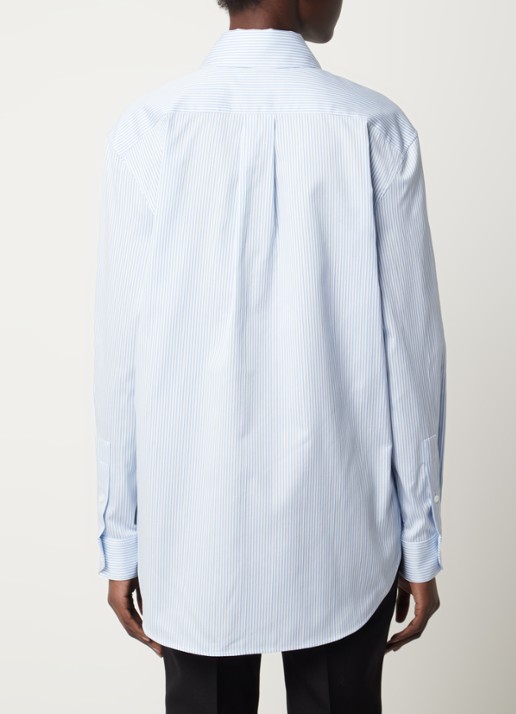 Saint Laurent Oversized blouse met streepprint - achterkant 3 lichtblauw