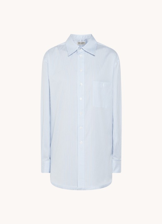Saint Laurent Oversized blouse met streepprint - voorkant lichtblauw