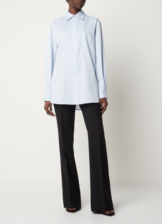 Saint Laurent Oversized blouse met streepprint - voorkant 2 lichtblauw