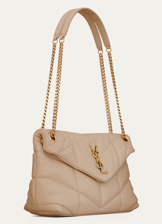 Saint Laurent Puffer Small schoudertas van quilted lamsleer - detail 6 beige