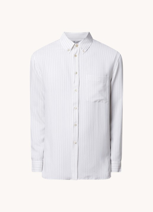 Saint Laurent Regular fit overhemd van zijde met streepprint en borstzak