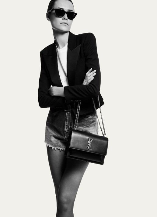 Saint Laurent Sunset Medium schoudertas van kalfsleer - detail 2 zwart