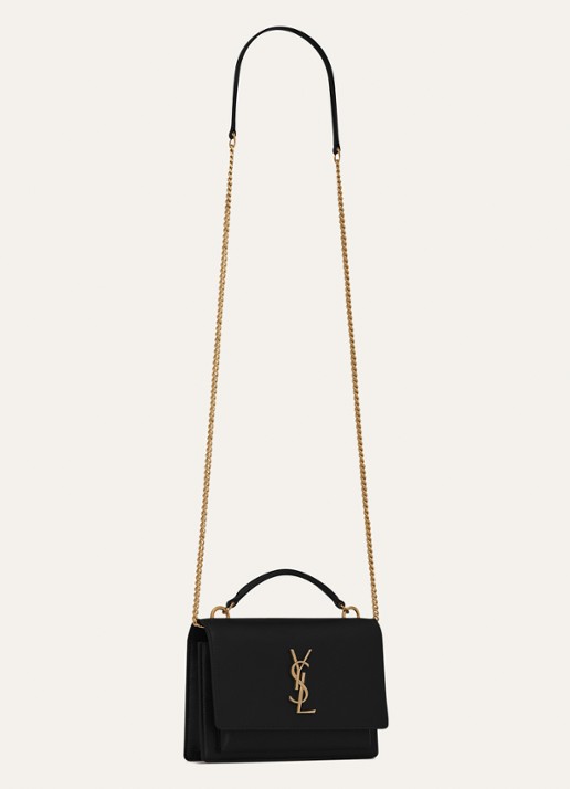 Saint Laurent Sunset portemonnee van kalfsleer met schouderband - detail 2 zwart