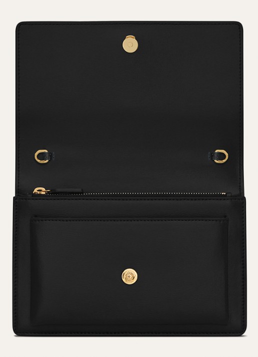 Saint Laurent Sunset portemonnee van kalfsleer met schouderband - detail 5 zwart