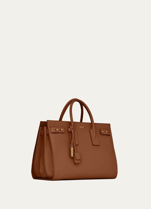 Saint Laurent Supple Sac De Jour Medium handtas van kalfsleer - detail 5 bruin
