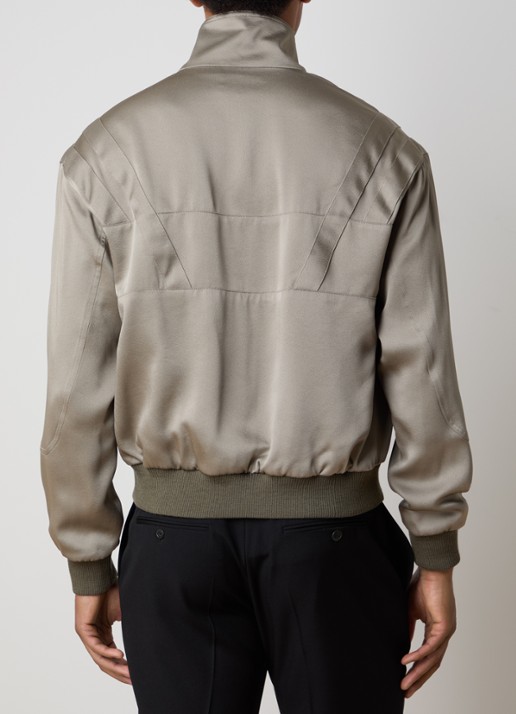 Saint Laurent Teddy bomberjack van satijn met steekzakken - achterkant 4 khaki