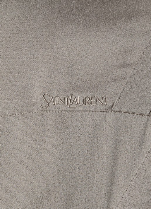 Saint Laurent Teddy bomberjack van satijn met steekzakken - detail 3 khaki