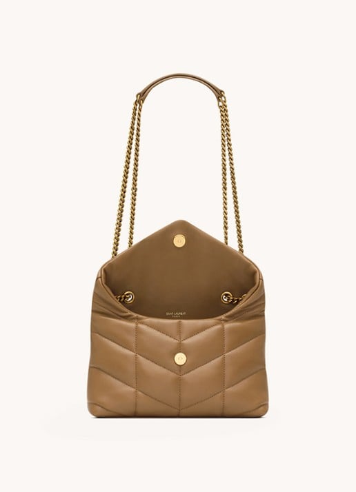 Saint Laurent Toy Puffer schoudertas van lamsleer - detail 3 cognac