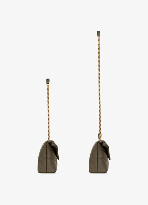 Saint Laurent Toy Puffer schoudertas van lamsleer - detail 2 bronsgroen