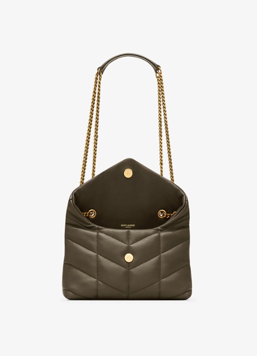 Saint Laurent Toy Puffer schoudertas van lamsleer - detail 3 bronsgroen