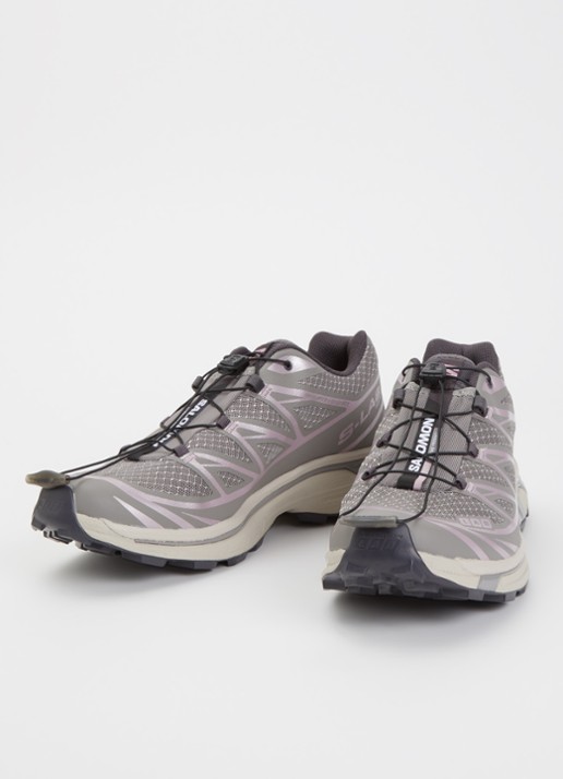 Salomon XT-6 Steel Streets sneaker van mesh met metallic details - detail middengrijs