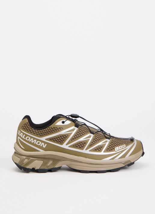 Salomon XT-6 Steel Streets sneaker van mesh met metallic details - voorkant 4 zand