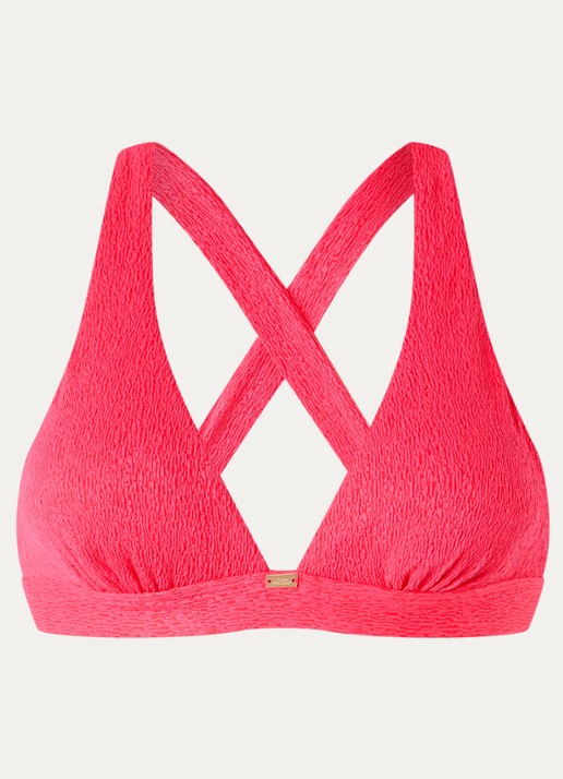 Sam Friday Coco halter bikinitop met gekruiste banden  - voorkant 2 neonroze