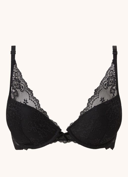 Sam Friday Demi plunge push-up bh van kant - voorkant 2 zwart