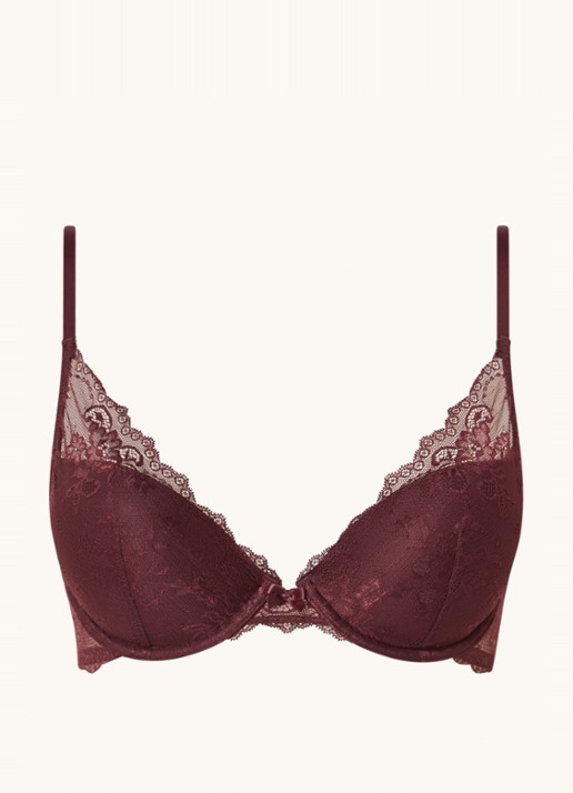 Sam Friday Demi push-up bh met overlay van kant - voorkant 3 roodbruin