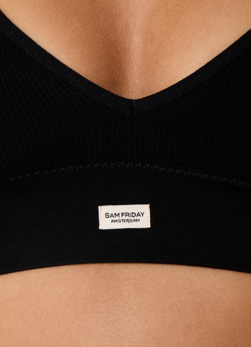Sam Friday Fay bralette met ribstructuur - detail 3 zwart