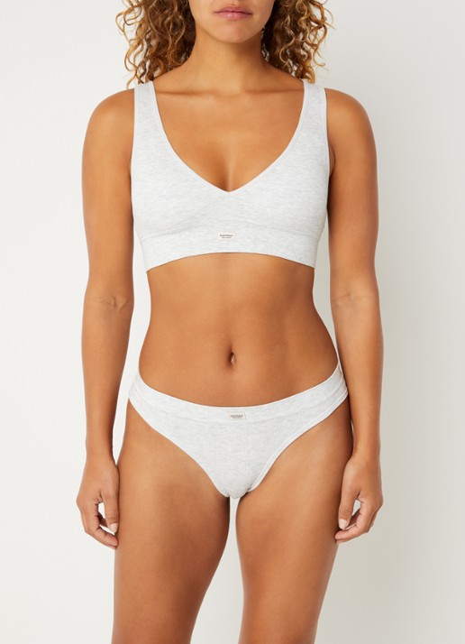 Sam Friday Fay bralette met ribstructuur - detail lichtgrijs