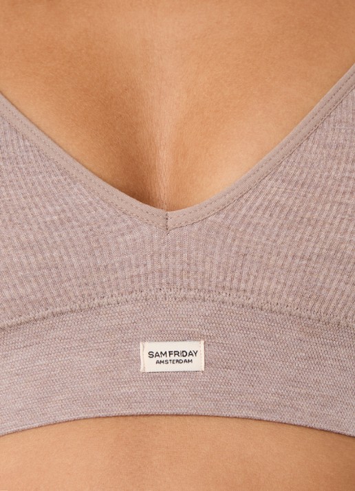 Sam Friday Fay bralette met ribstructuur - detail 4 lichtbruin