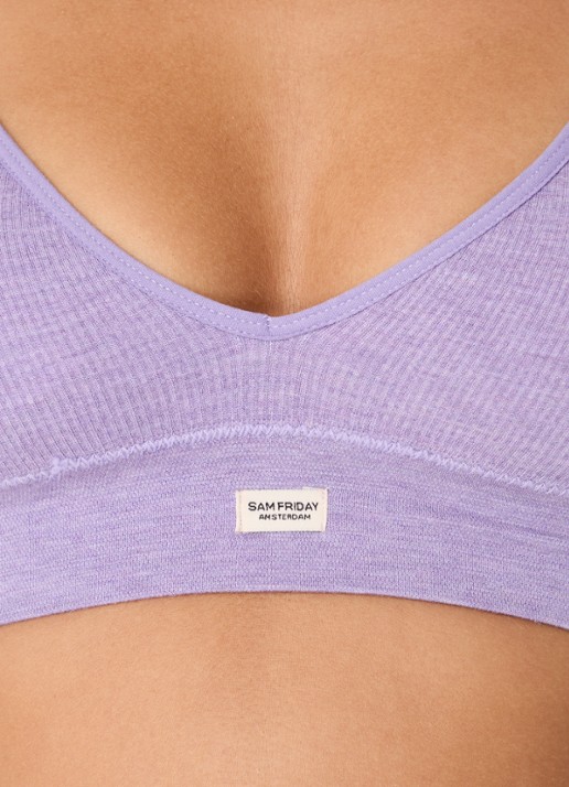 Sam Friday Fay bralette met ribstructuur - detail 2 lavendel