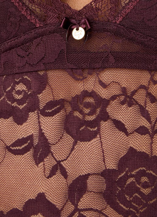 Sam Friday Lacey body van kant  - detail 5 bordeauxrood
