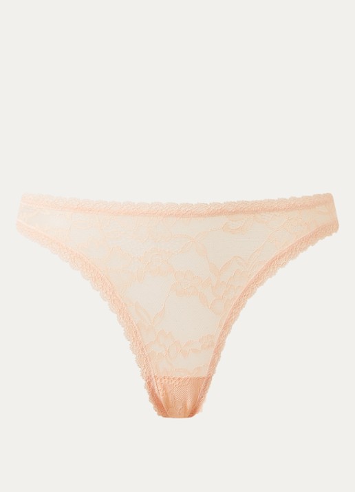 Sam Friday Lacey tanga van kant - voorkant 2 zalmroze