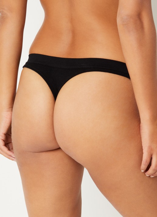Sam Friday Lucy string met ribstructuur - achterkant zwart