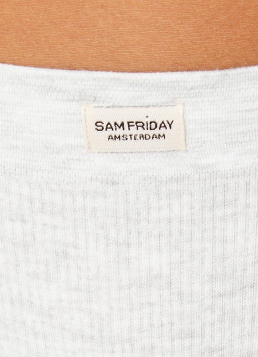 Sam Friday Lucy string met ribstructuur - detail 5 grijsmele