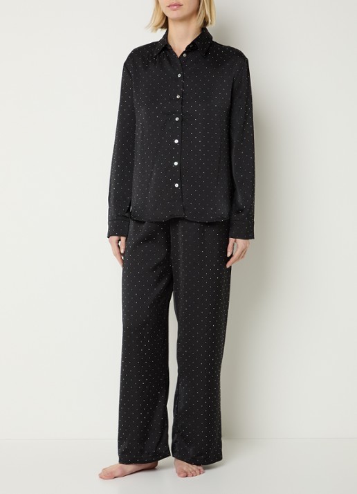 Sam Friday Pyjamabroek met strass - voorkant 3 zwart