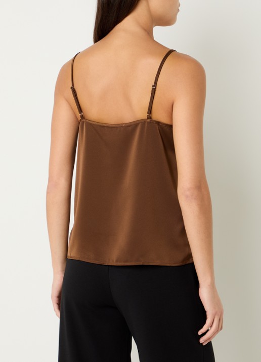 Sam Friday Pyjamatop van satijn met kant details - achterkant 4 camel