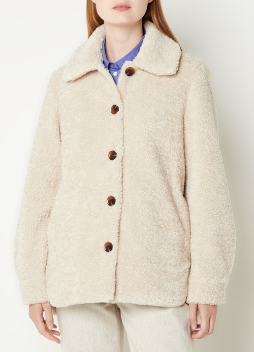 SAMSØE SAMSØE Aylina jack van teddy met steekzakken - detail beige