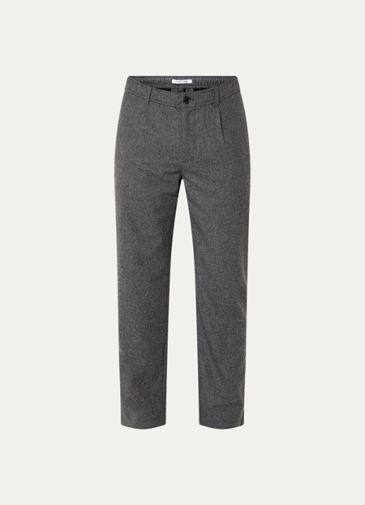 SAMSØE SAMSØE Bertil slim fit pantalon in wolblend - voorkant grijsmele