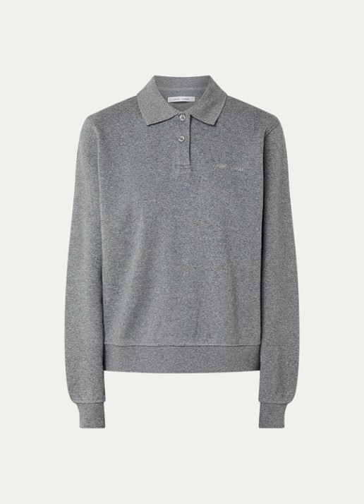 SAMSØE SAMSØE Dory polo met logoborduring - voorkant grijsmele