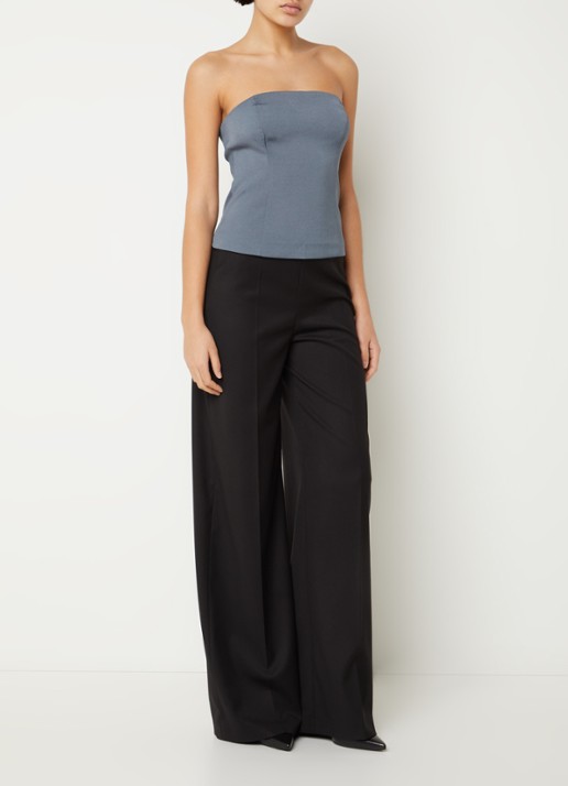 SAMSØE SAMSØE Elyn strapless top met smockwerk - voorkant 3 grijs