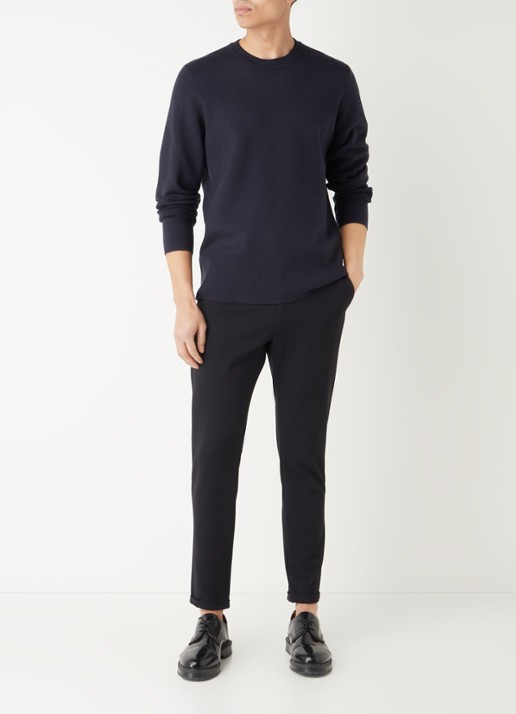 SAMSØE SAMSØE Gunan fijngebreide pullover met stretch  - voorkant 4 donkerblauw