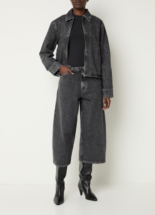 SAMSØE SAMSØE Harper high waist wide fit culotte van denim - voorkant 3 grijs