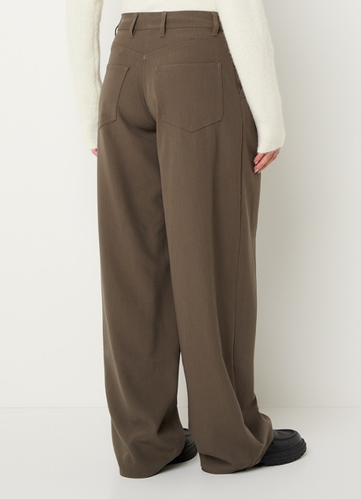 SAMSØE SAMSØE Harper high waist wide fit pantalon met steekzakken - achterkant 4 bruin