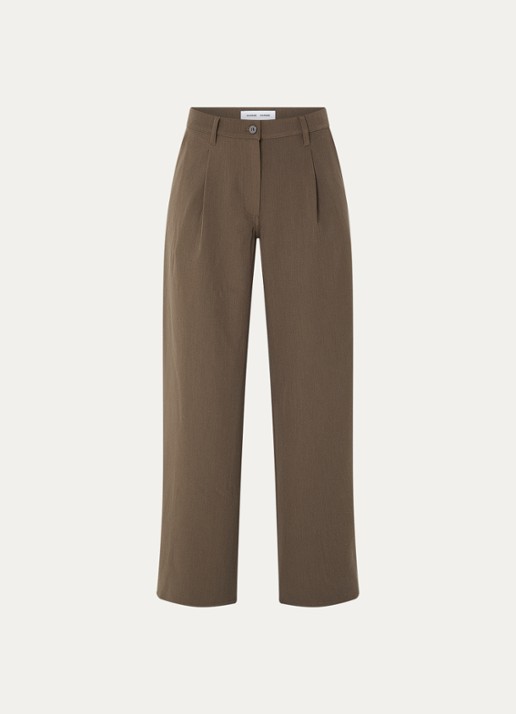 SAMSØE SAMSØE Harper high waist wide fit pantalon met steekzakken - voorkant bruin
