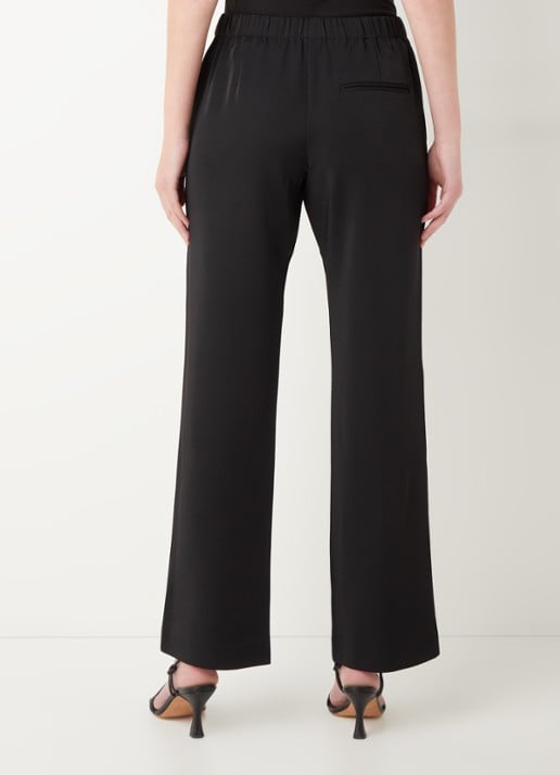 SAMSØE SAMSØE Hoys high waist straight fit trackpants van  polyester - achterkant zwart