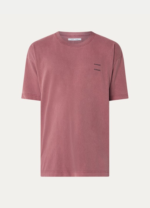 SAMSØE SAMSØE Joel T-shirt met logo - voorkant 3 oudroze
