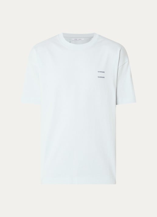SAMSØE SAMSØE Joel T-shirt met logo - voorkant 2 lichtbruin