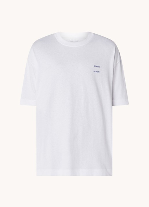SAMSØE SAMSØE Joel T-shirt van  katoen met logo - voorkant wit