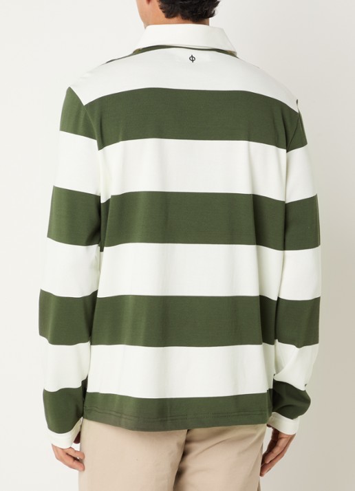 SAMSØE SAMSØE Kevin regular fit polo met streepprint - achterkant 4 groen