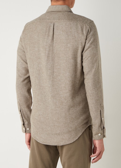 SAMSØE SAMSØE Liam regular fit overhemd van  katoen  - achterkant 3 beige