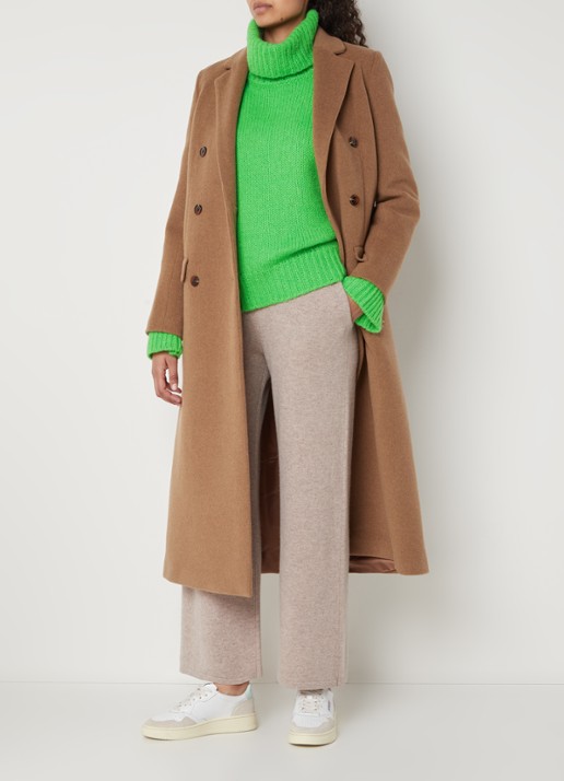 SAMSØE SAMSØE Molli grofgebreide oversized coltrui in alpaca wolblend - voorkant 2 felgroen