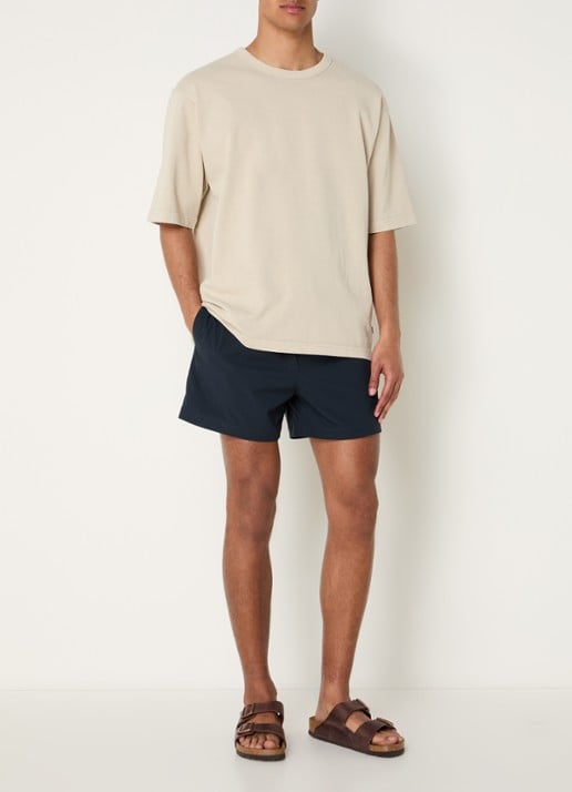 SAMSØE SAMSØE Moses zwemshorts met logo - voorkant 3 donkerblauw