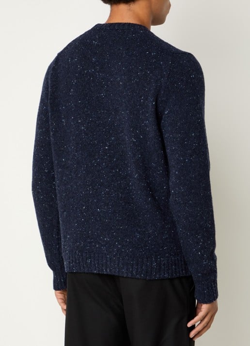 SAMSØE SAMSØE Nataniel grofgebreide pullover in wolblend - achterkant 3 donkerblauw