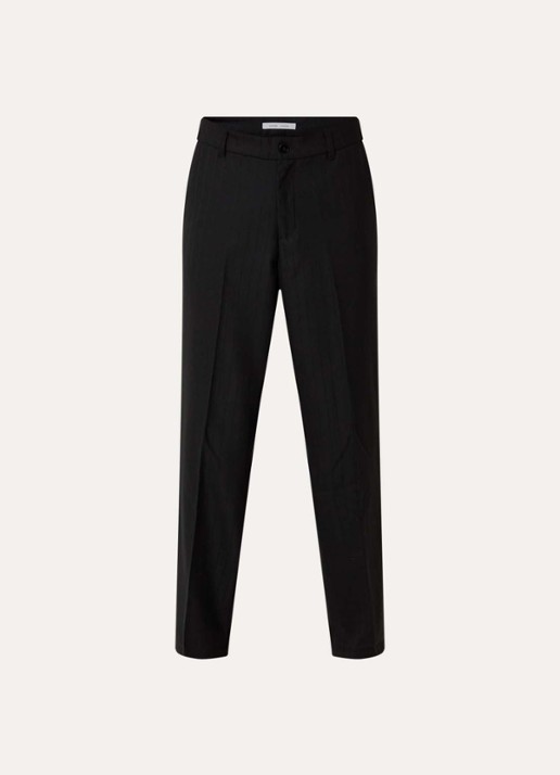 SAMSØE SAMSØE Noah straight fit pantalon in wolblend met steekzakken - voorkant 4 zwart