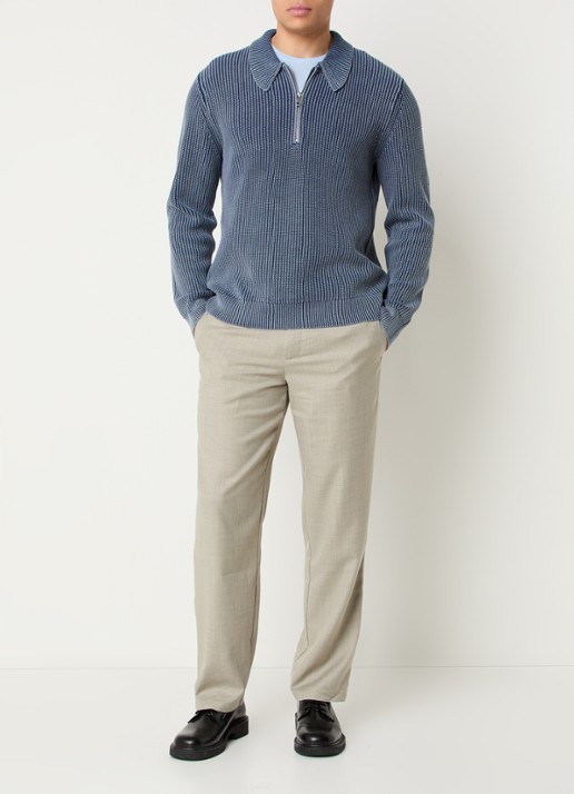 SAMSØE SAMSØE Noah straight fit pantalon in wolblend met steekzakken - voorkant 3 grijs