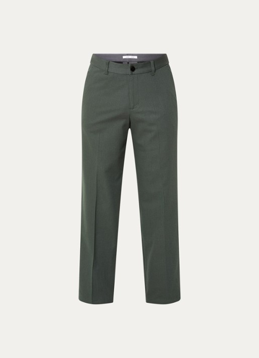 SAMSØE SAMSØE Noah straight fit pantalon in wolblend - voorkant 3 olijfgroen
